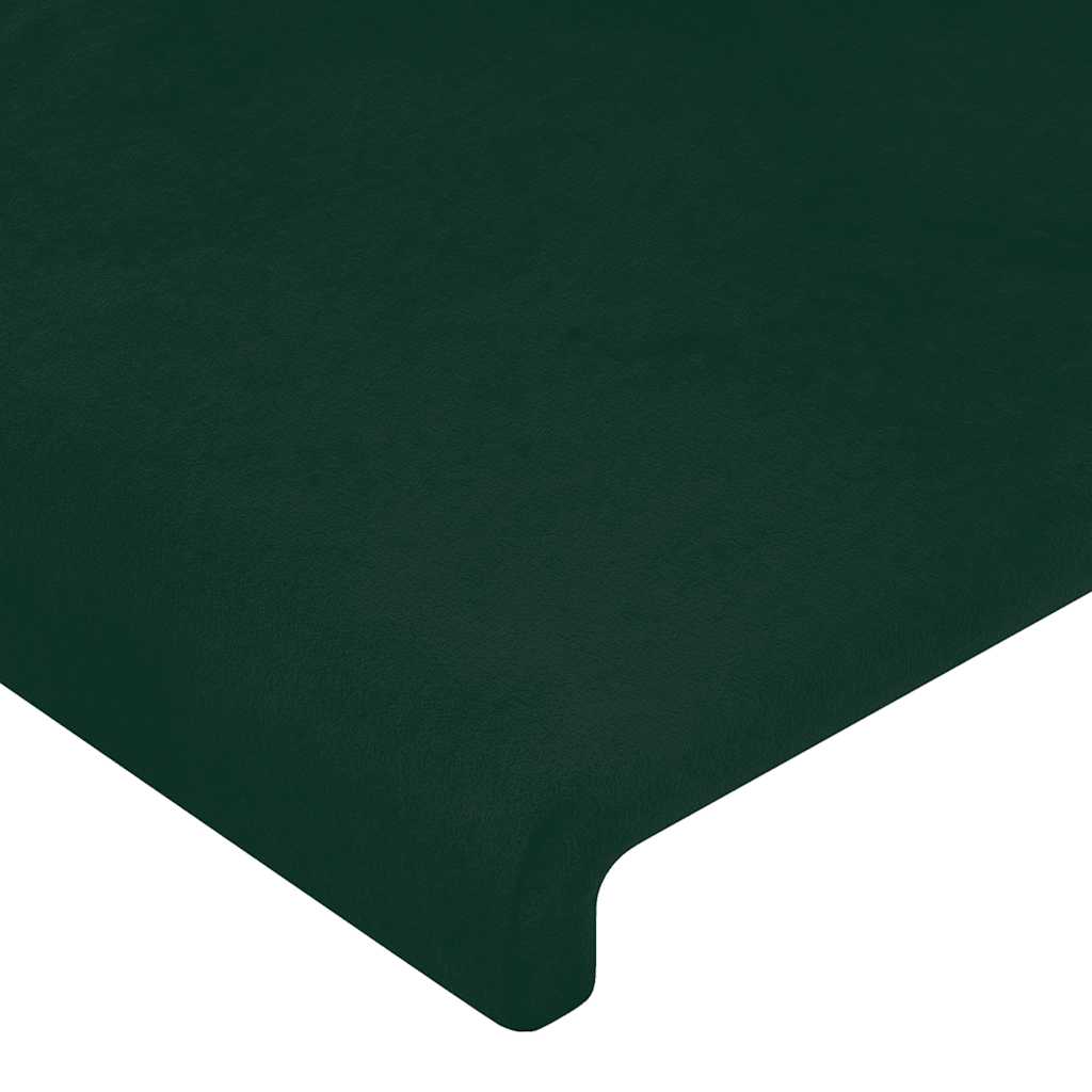 sengegavl med LED-lys 80x5x118/128 cm fløjl mørkegrøn