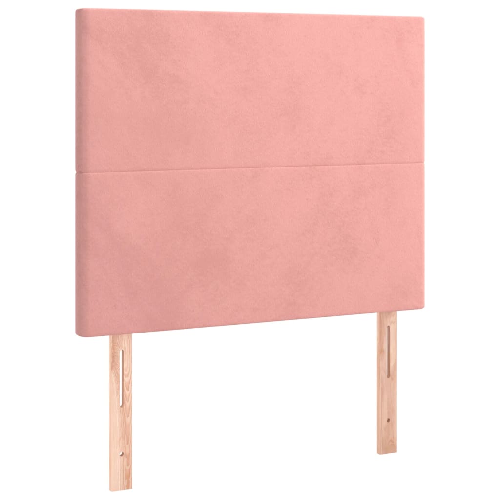 sengegavl med LED-lys 80x5x118/128 cm fløjl lyserød