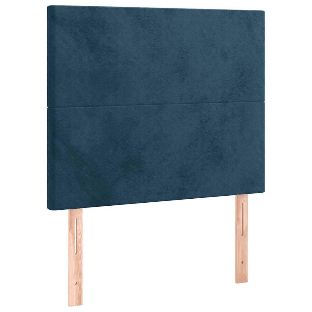 sengegavl med LED-lys 90x5x118/128 cm fløjl mørkeblå
