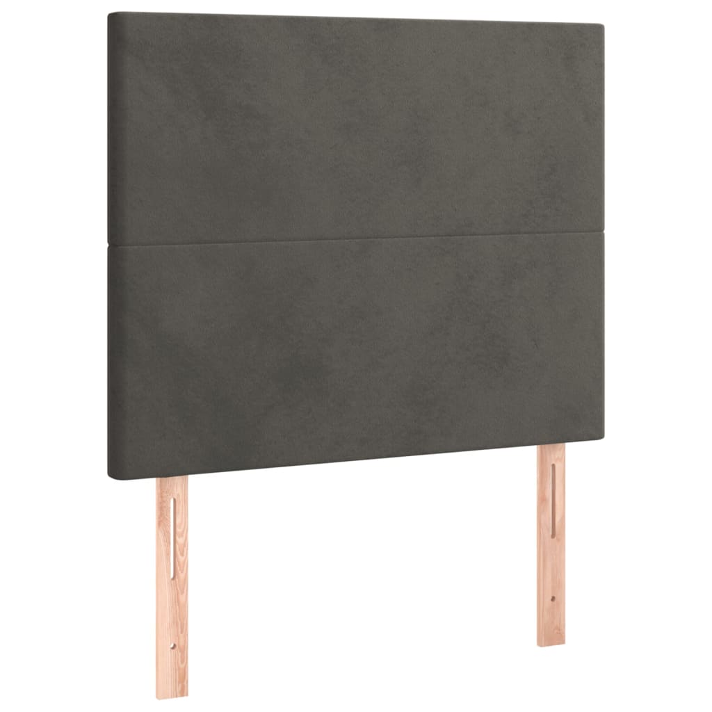 sengegavl med LED-lys 100x5x118/128 cm fløjl mørkegrå