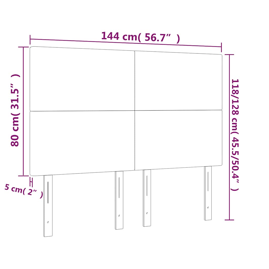 sengegavl med LED-lys 144x5x118/128 cm fløjl mørkegrøn
