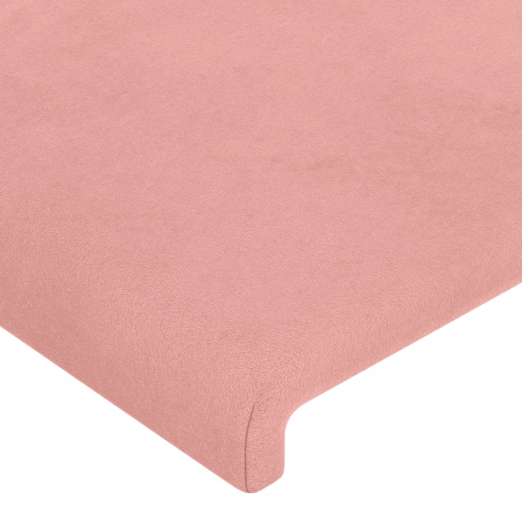 sengegavl med LED-lys 144x5x118/128 cm fløjl lyserød
