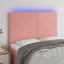 sengegavl med LED-lys 144x5x118/128 cm fløjl lyserød