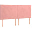 sengegavl med LED-lys 160x5x118/128 cm fløjl lyserød