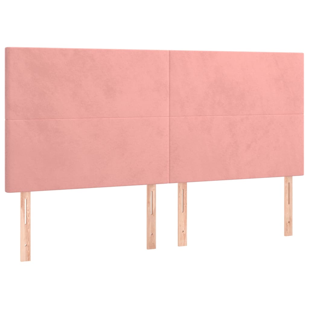 sengegavl med LED-lys 160x5x118/128 cm fløjl lyserød