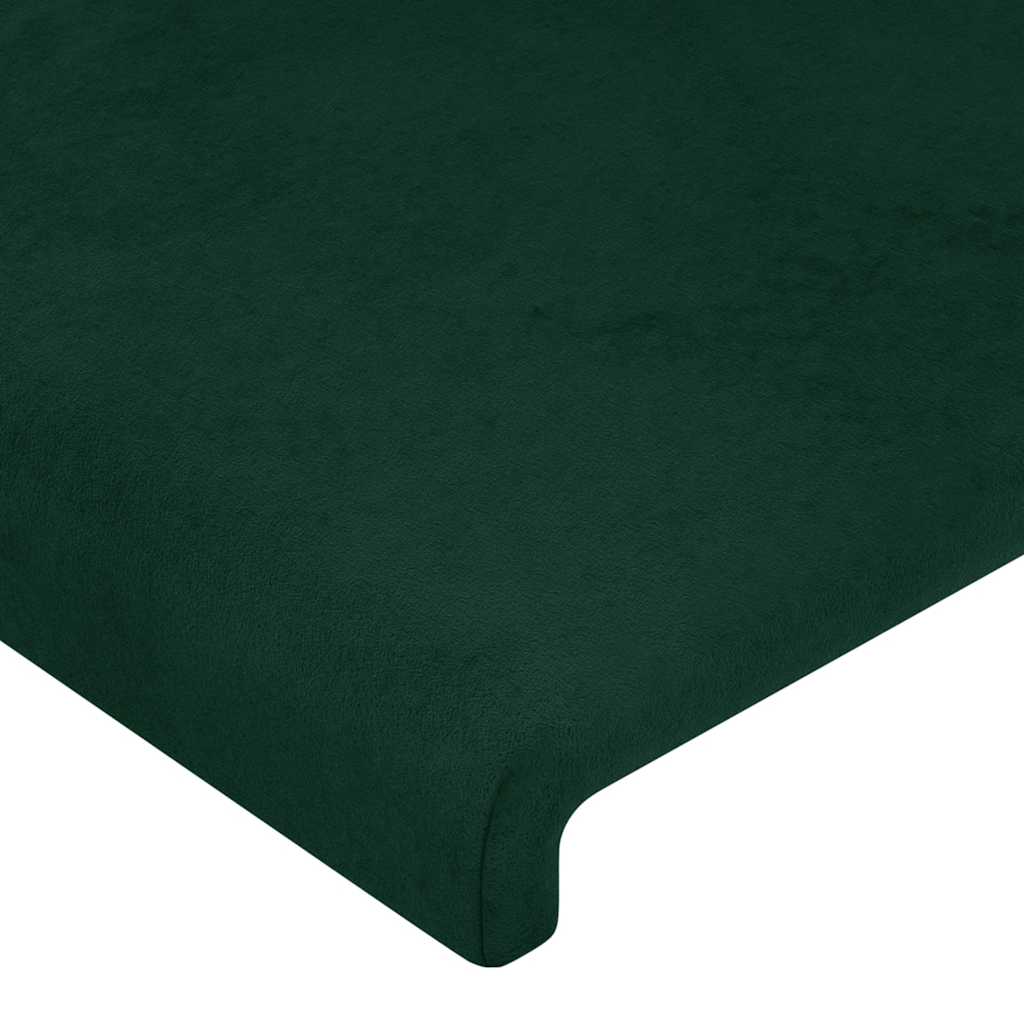 sengegavl med LED-lys 180x5x118/128 cm fløjl mørkegrøn