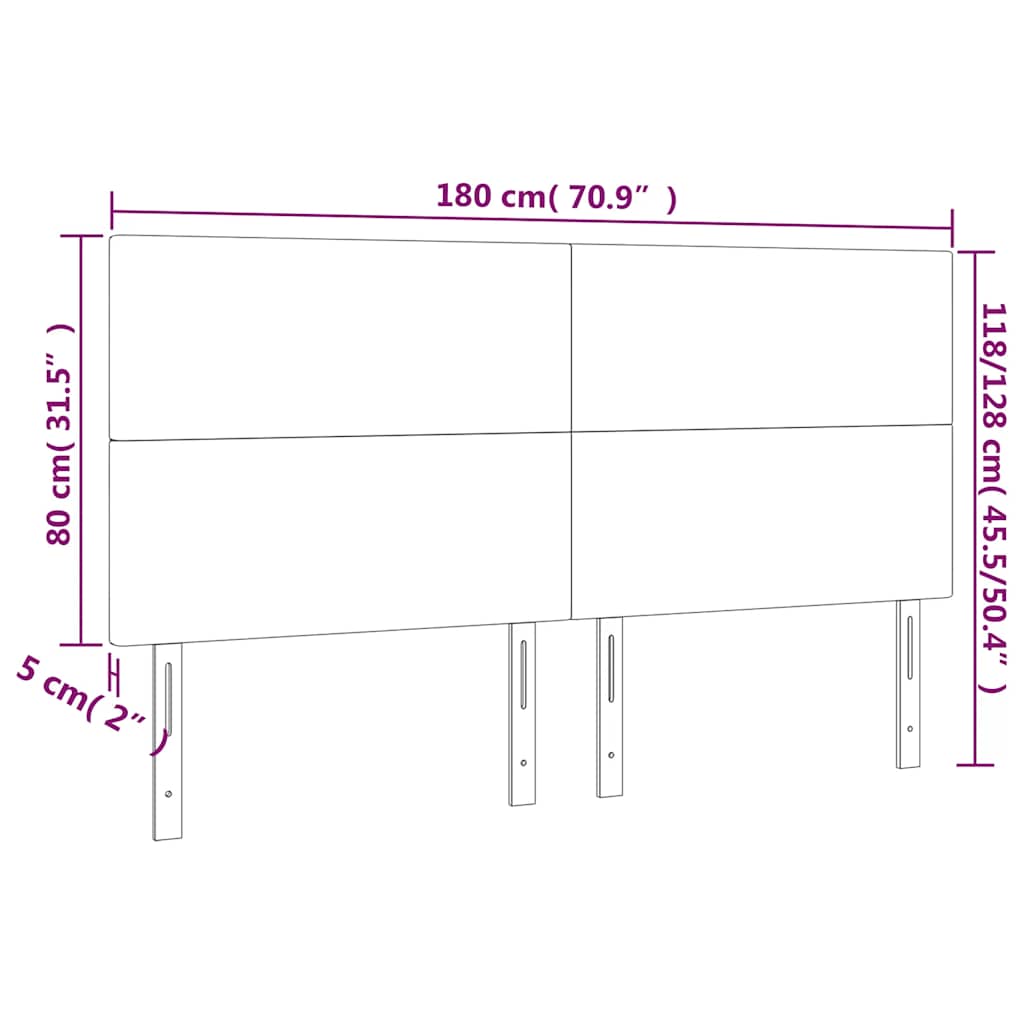 sengegavl med LED-lys 180x5x118/128 cm fløjl mørkegrøn