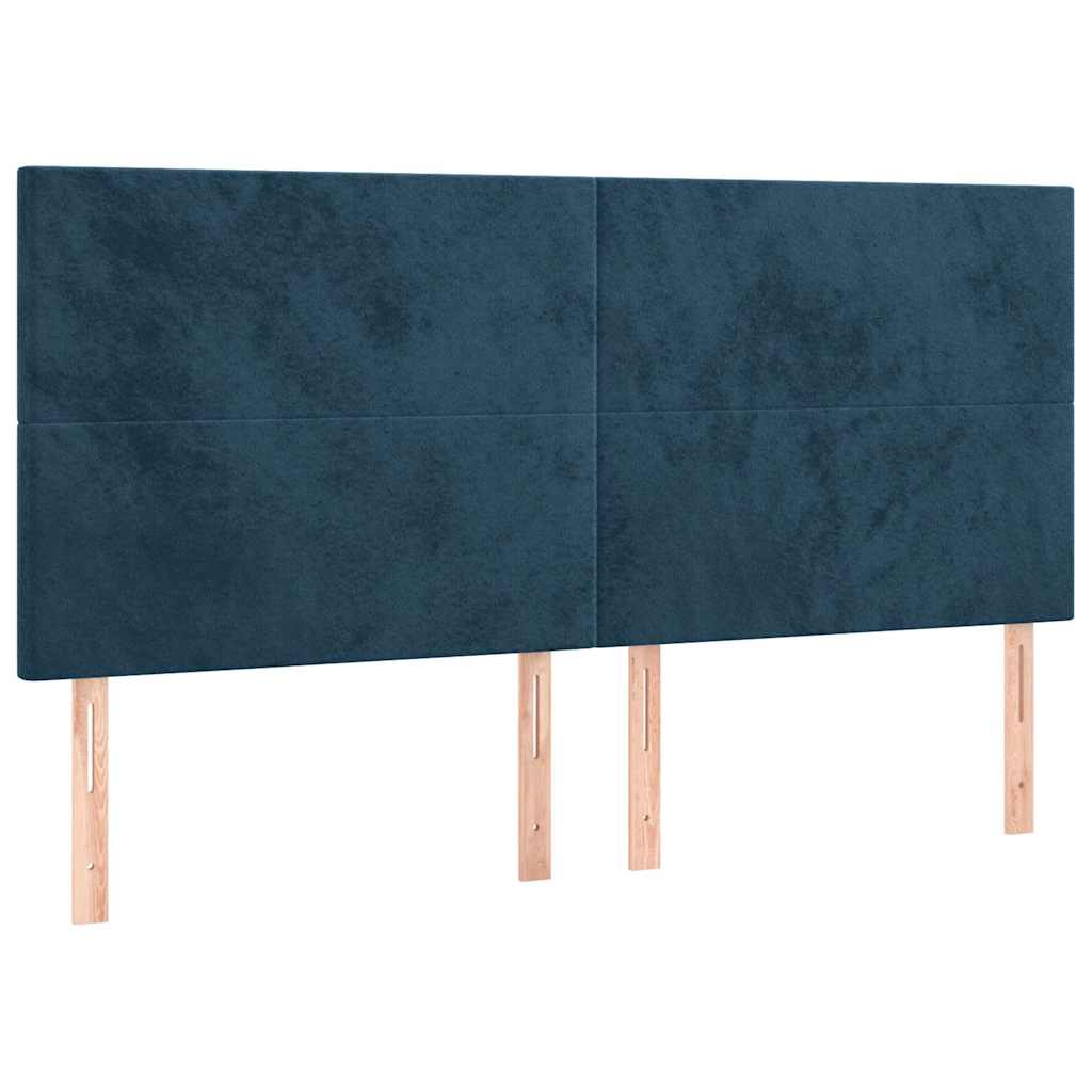 sengegavl med LED-lys 180x5x118/128 cm fløjl mørkeblå