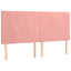 sengegavl med LED-lys 180x5x118/128 cm fløjl lyserød