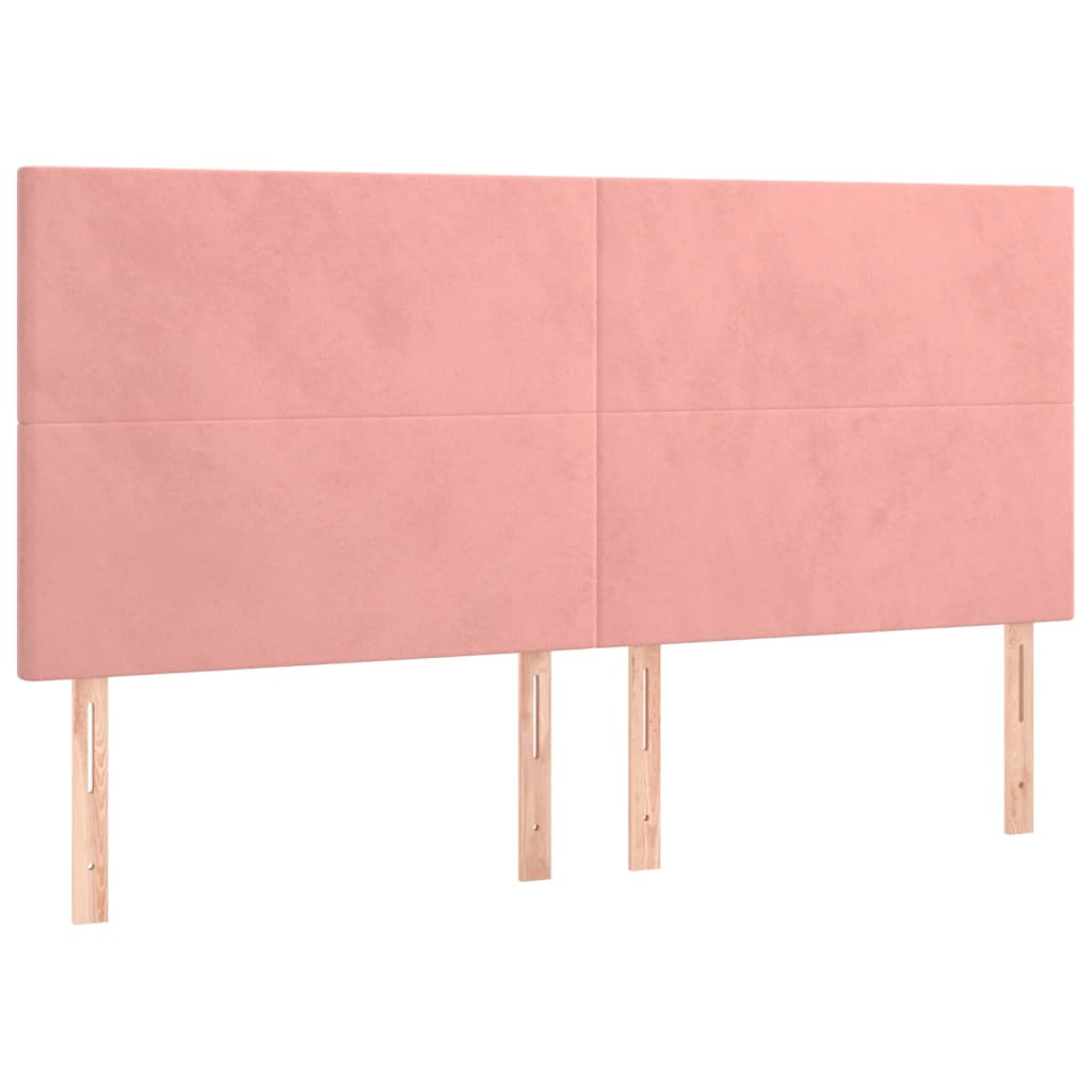 sengegavl med LED-lys 180x5x118/128 cm fløjl lyserød