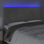 sengegavl med LED-lys 200x5x118/128 cm fløjl lysegrå