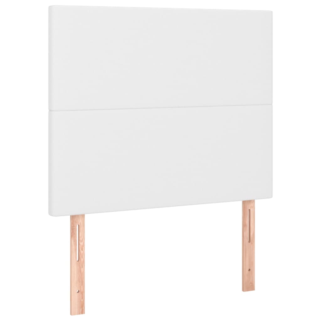 sengegavl med LED-lys 80x5x118/128 cm kunstlæder hvid
