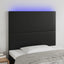 sengegavl med LED-lys 90x5x118/128 cm kunstlæder sort