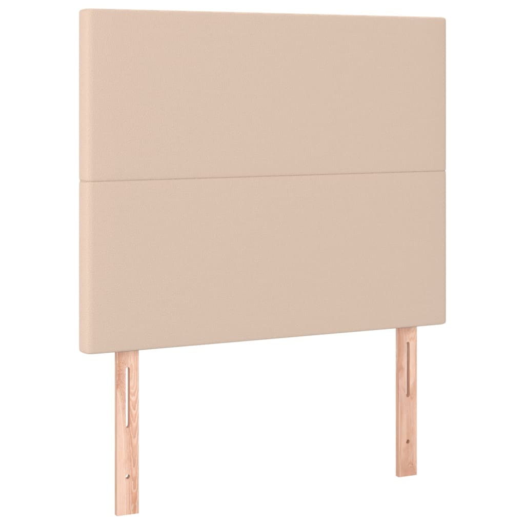 sengegavl med LED-lys 100x5x118/128 cm kunstlæder cappuccino