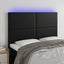 sengegavl med LED-lys 144x5x118/128 cm kunstlæder sort