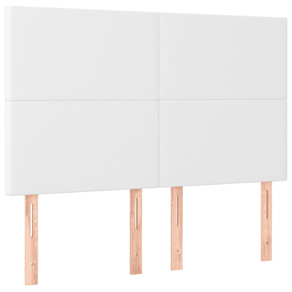 sengegavl med LED-lys 144x5x118/128 cm kunstlæder hvid