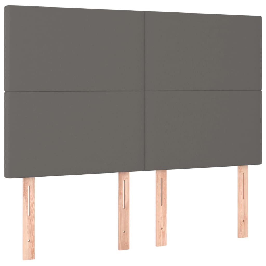 sengegavl med LED-lys 144x5x118/128 cm kunstlæder grå