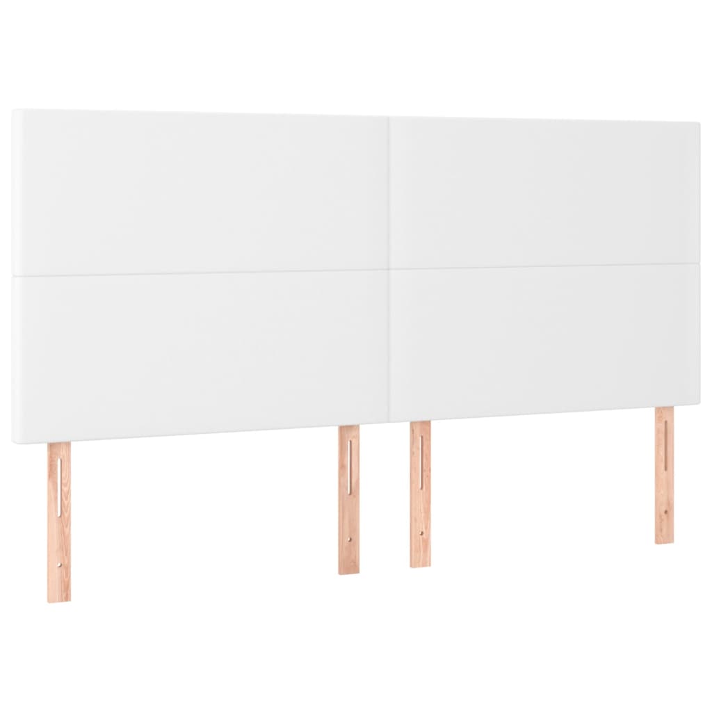 sengegavl med LED-lys 160x5x118/128 cm kunstlæder hvid