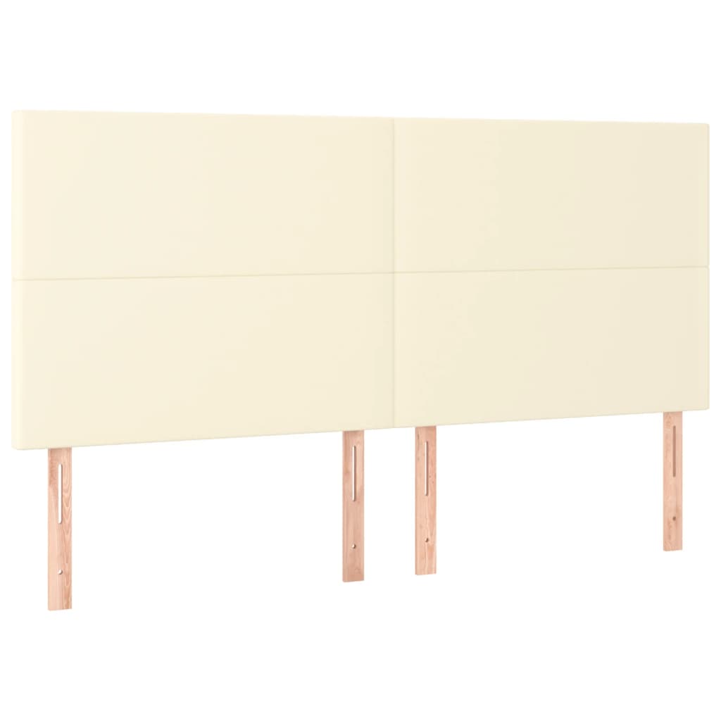 sengegavl med LED-lys 160x5x118/128 cm kunstlæder cremefarvet