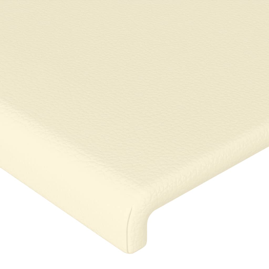 sengegavl med LED-lys 180x5x118/128 cm kunstlæder cremefarvet