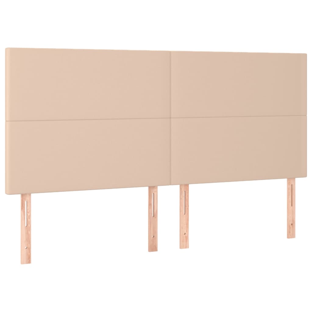 sengegavl med LED-lys 180x5x118/128 cm kunstlæder cappuccino