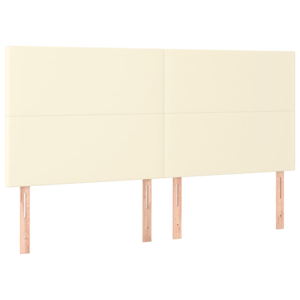 sengegavl med LED-lys 200x5x118/128 cm kunstlæder cremefarvet