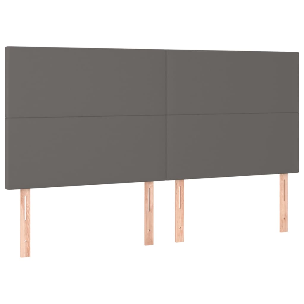 sengegavl med LED-lys 200x5x118/128 cm kunstlæder grå