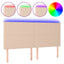 sengegavl med LED-lys 200x5x118/128 cm kunstlæder cappuccino