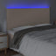 sengegavl med LED-lys 200x5x118/128 cm kunstlæder cappuccino