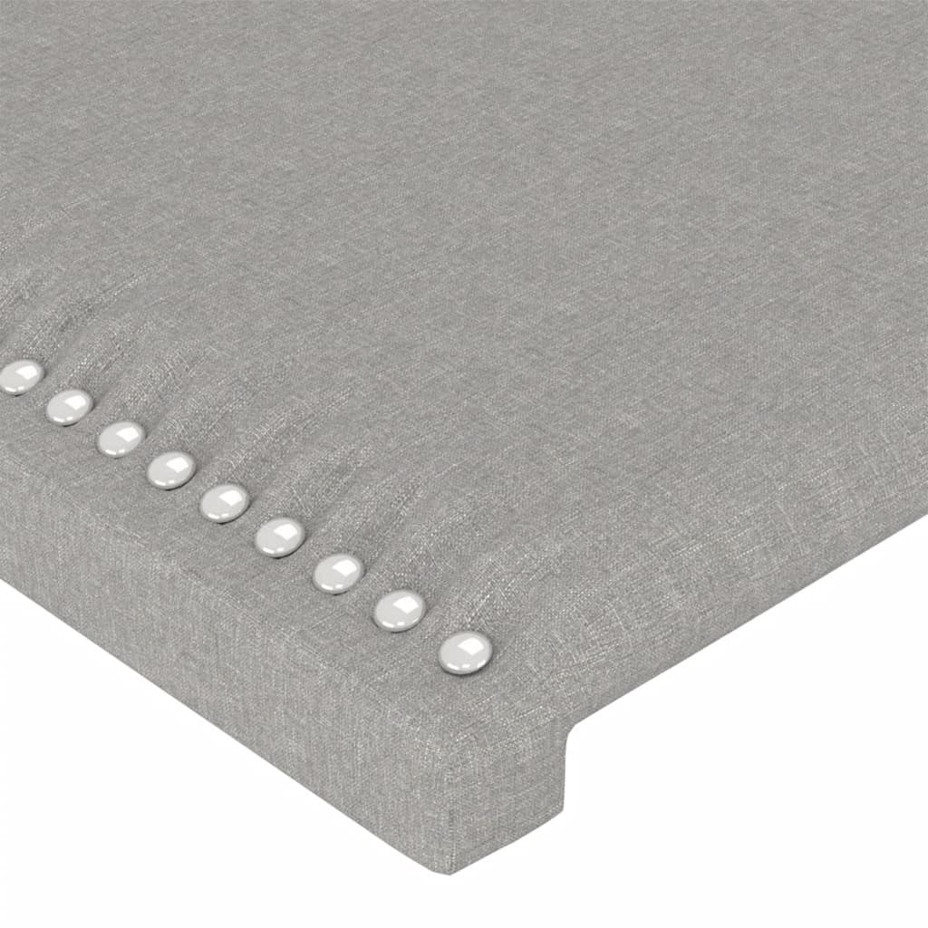 sengegavl med LED-lys 90x5x118/128 cm stof lysegrå