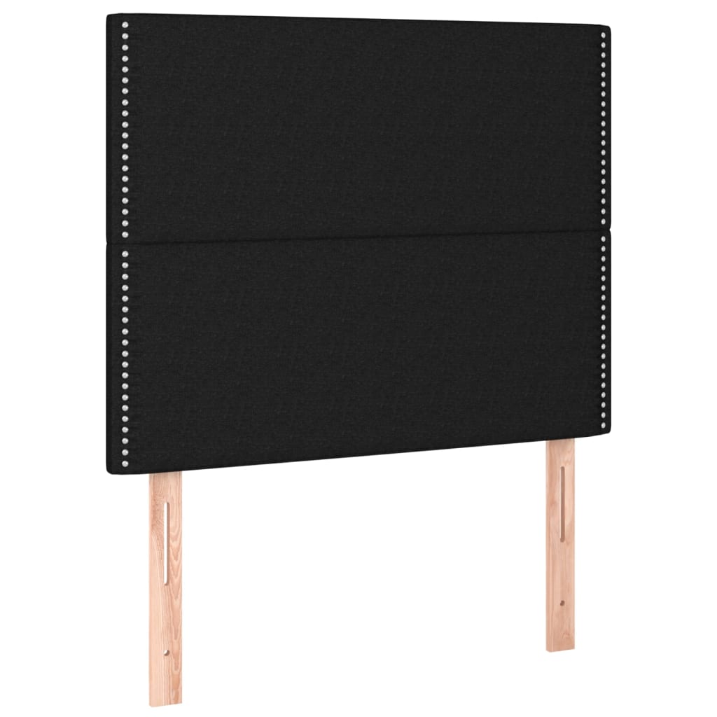 sengegavl med LED-lys 90x5x118/128 cm stof sort