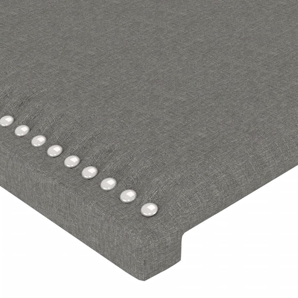 sengegavl med LED-lys 100x5x118/128 cm stof mørkegrå