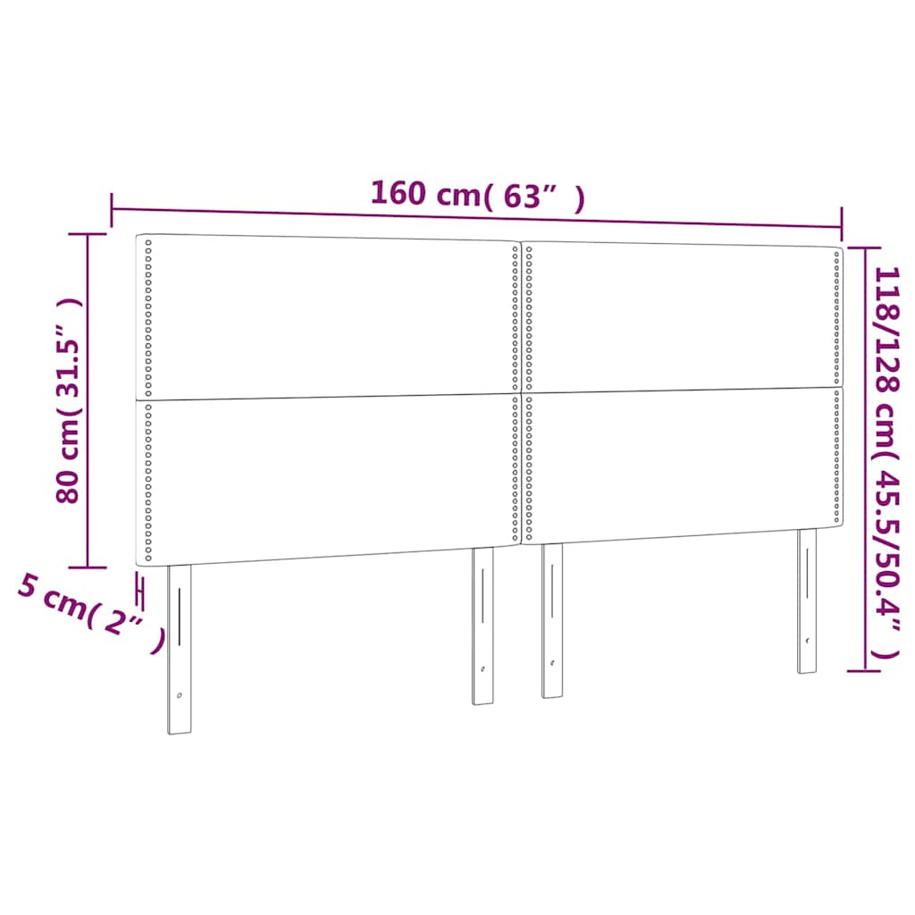 sengegavl med LED-lys 160x5x118/128 cm stof sort