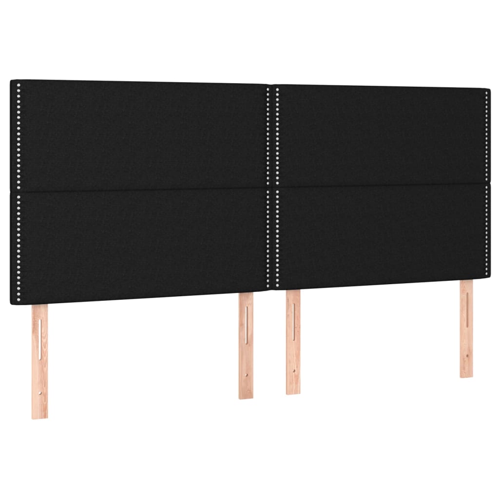 sengegavl med LED-lys 180x5x118/128 cm stof sort