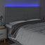 sengegavl med LED-lys 200x5x118/128 cm stof lysegrå