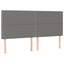 sengegavl med LED-lys 200x5x118/128 cm stof mørkegrå