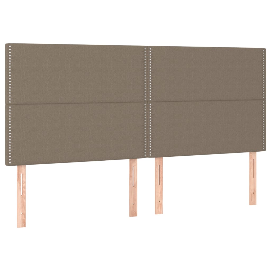 sengegavl med LED-lys 200x5x118/128 cm stof gråbrun