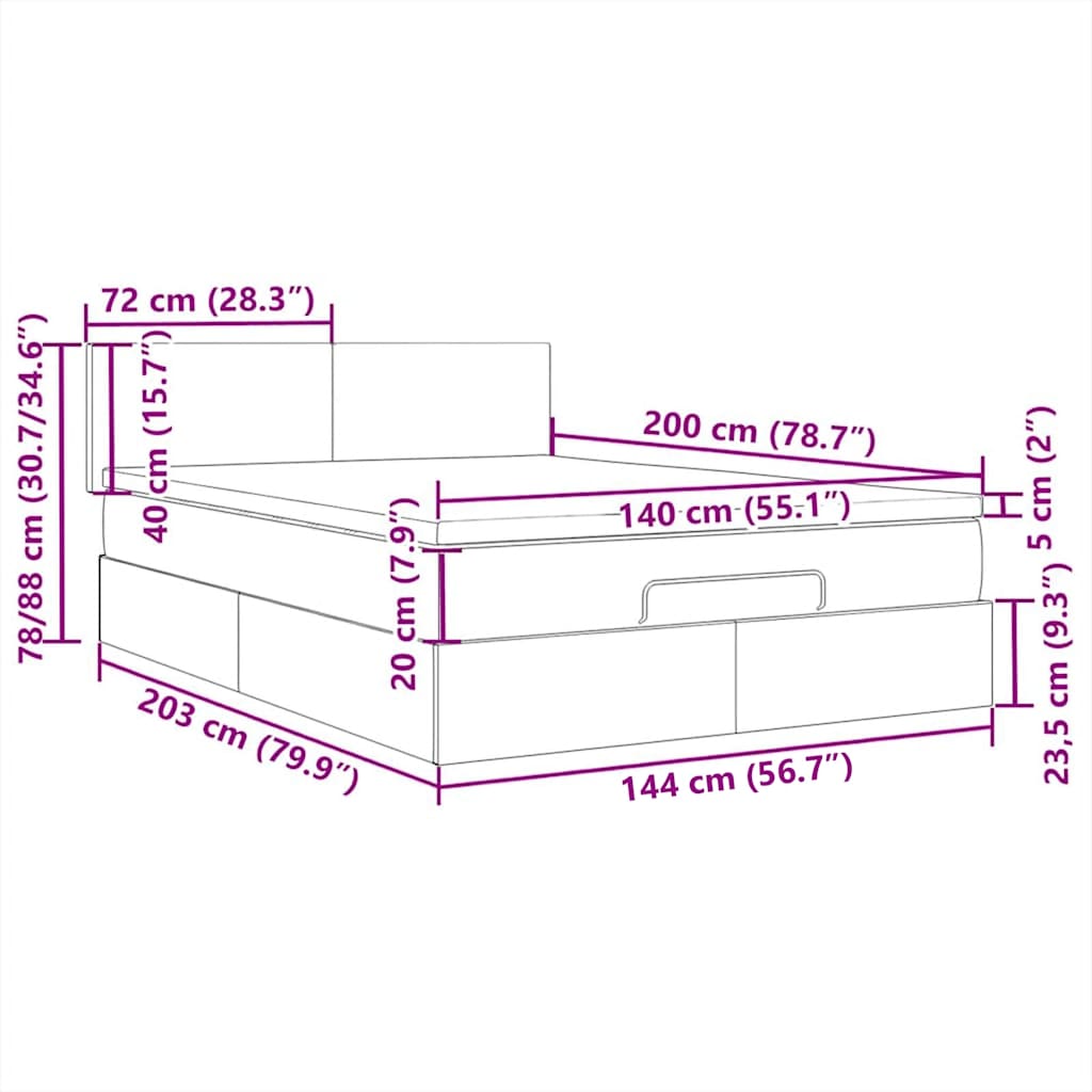 sengegavl med LED-lys 100x5x118/128 cm fløjl mørkeblå