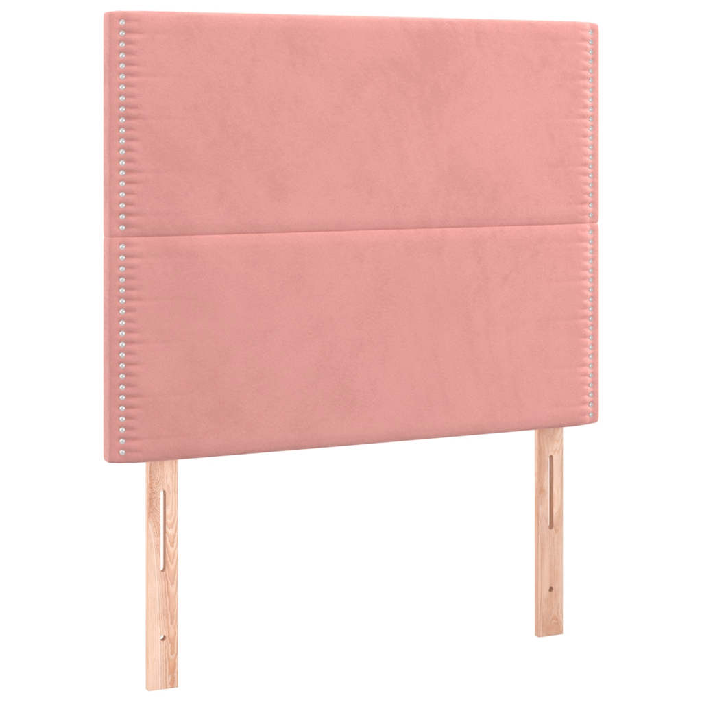 sengegavl med LED-lys 100x5x118/128 cm fløjl lyserød