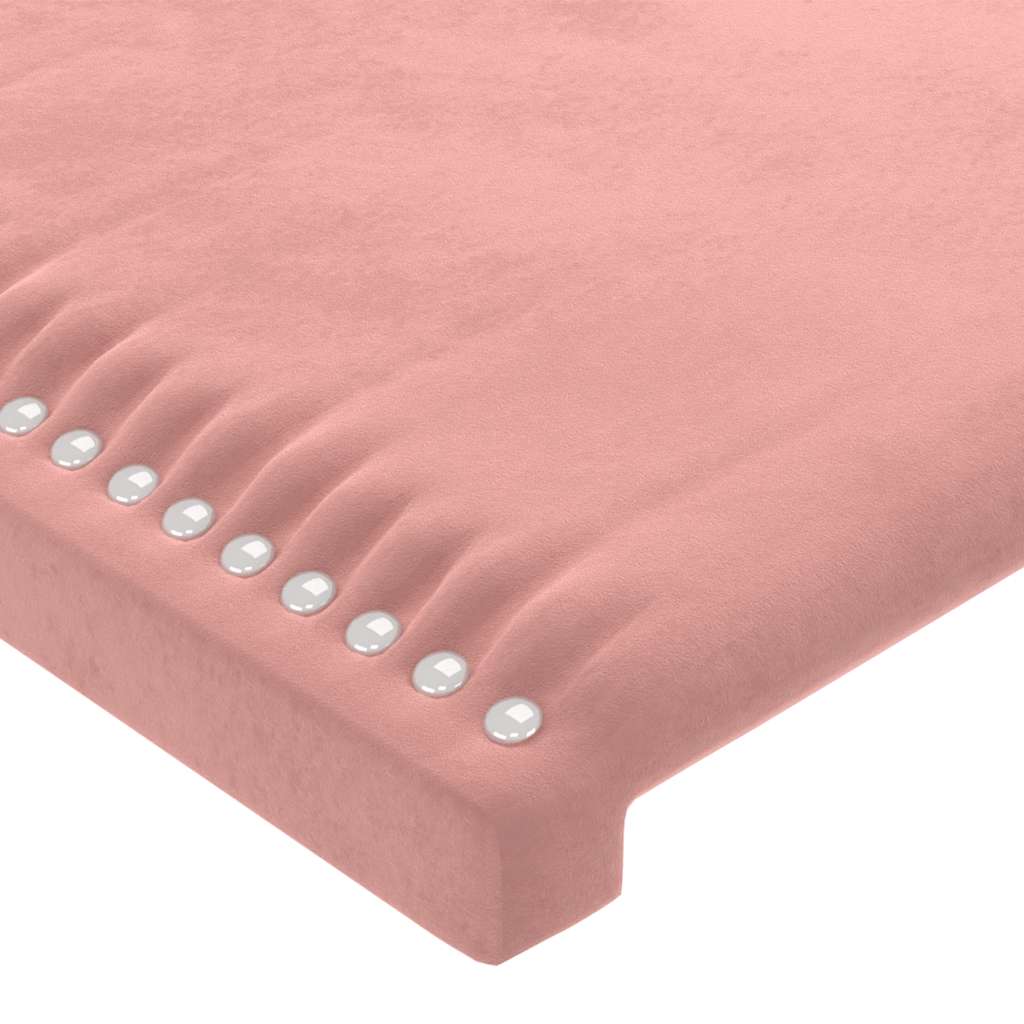 sengegavl med LED-lys 100x5x118/128 cm fløjl lyserød