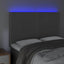 sengegavl med LED-lys 144x5x118/128 cm fløjl mørkegrå