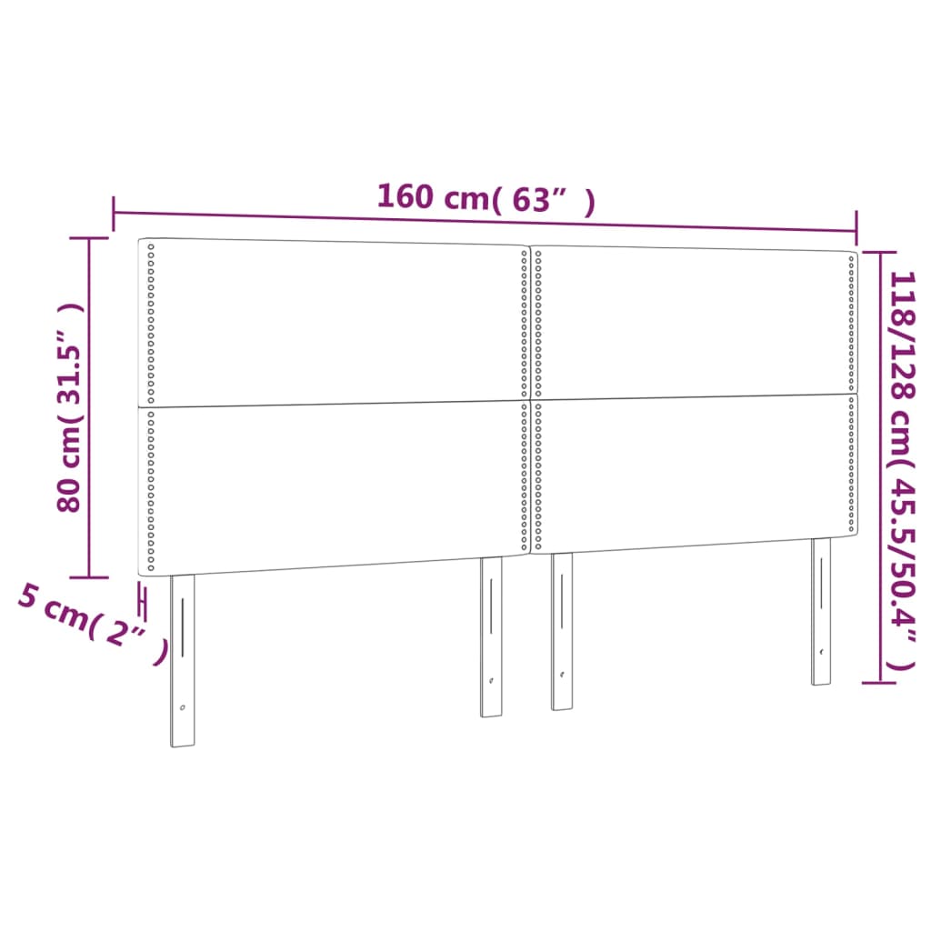 sengegavl med LED-lys 160x5x118/128 cm fløjl lyserød