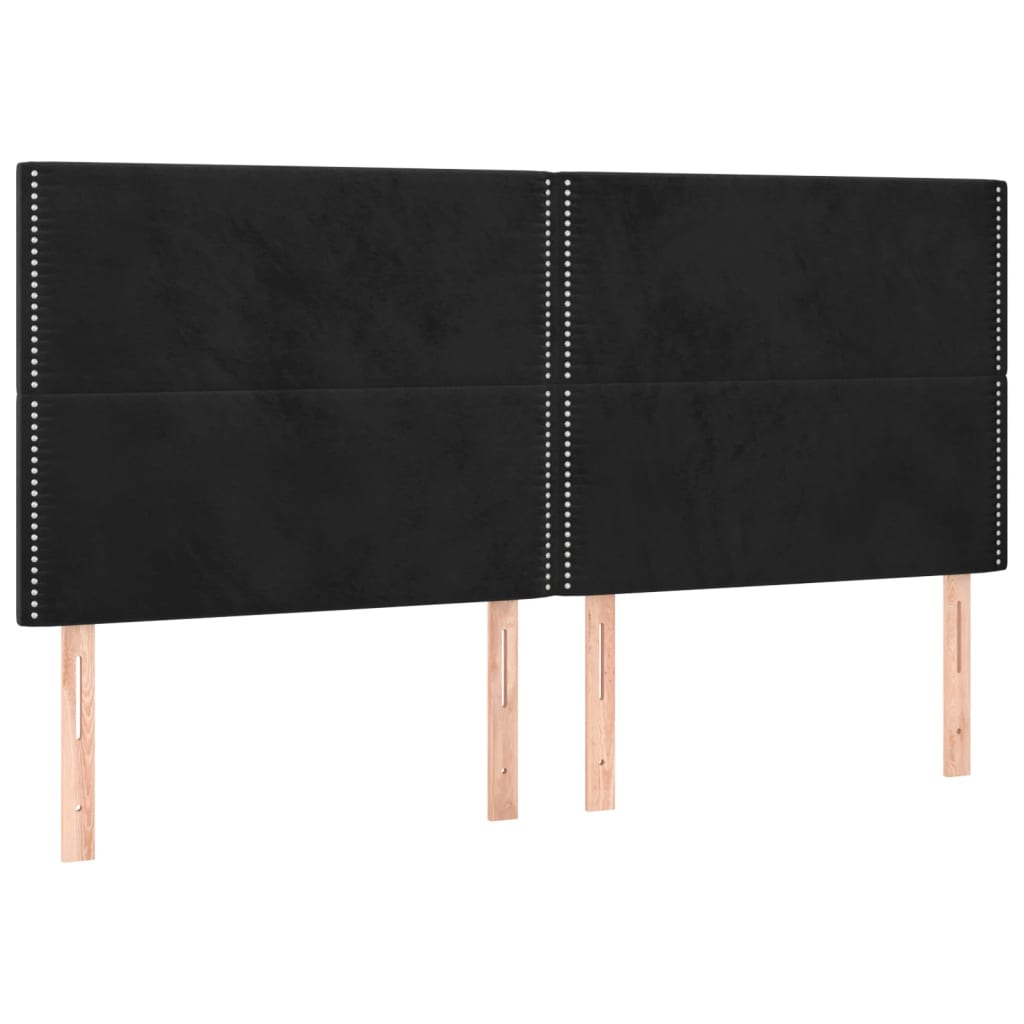 sengegavl med LED-lys 180x5x118/128 cm fløjl sort