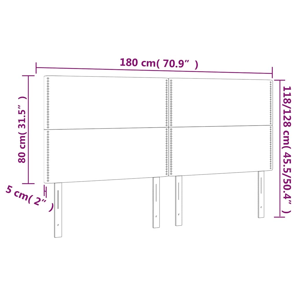 sengegavl med LED-lys 180x5x118/128 cm fløjl mørkegrøn
