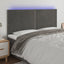 sengegavl med LED-lys 200x5x118/128 cm fløjl mørkegrå
