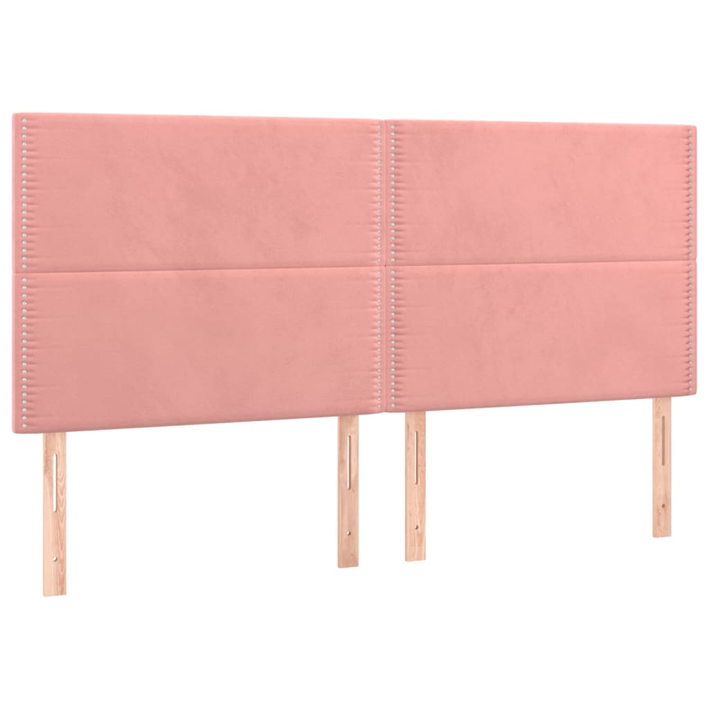 sengegavl med LED-lys 200x5x118/128 cm fløjl lyserød