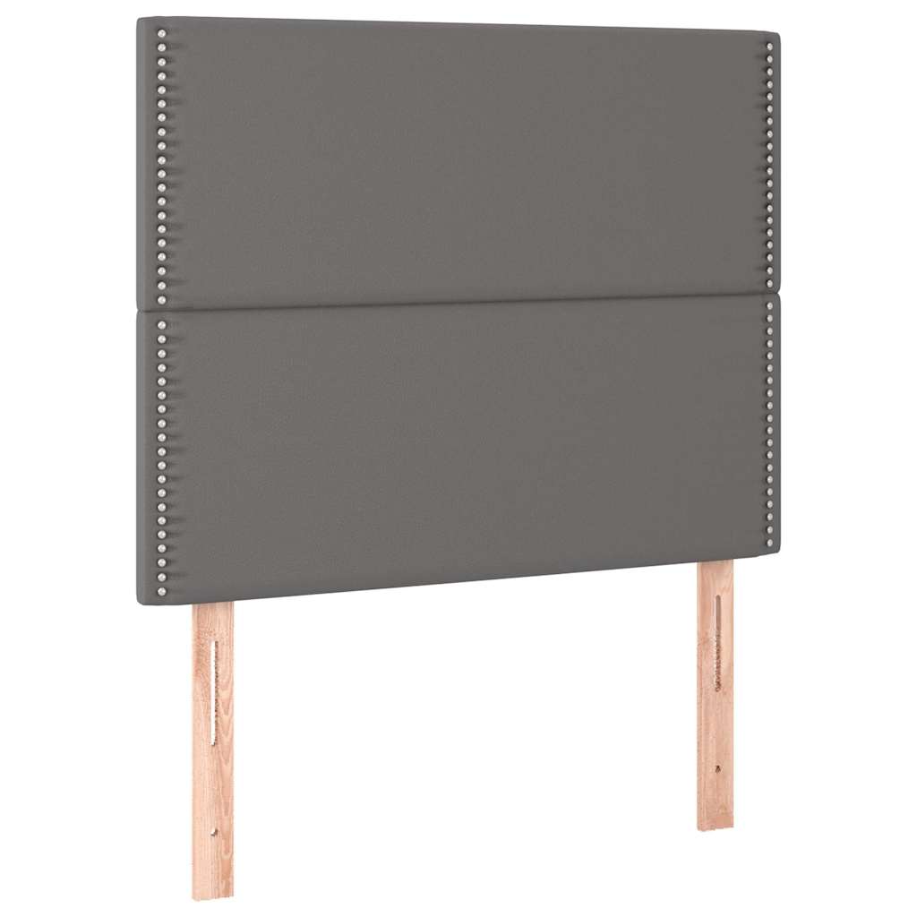 sengegavl med LED-lys 100x5x118/128 cm kunstlæder grå