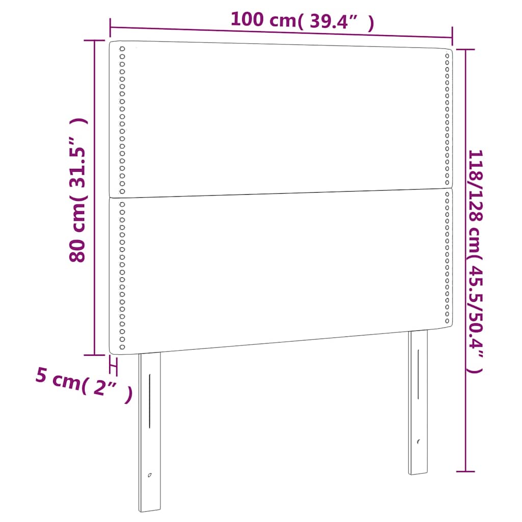 sengegavl med LED-lys 100x5x118/128 cm kunstlæder grå
