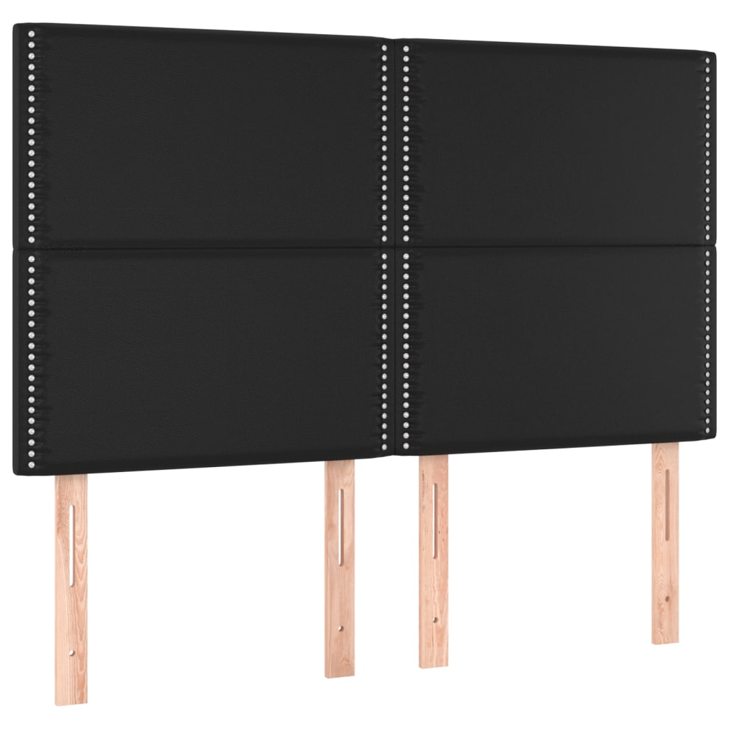 sengegavl med LED-lys 144x5x118/128 cm kunstlæder sort