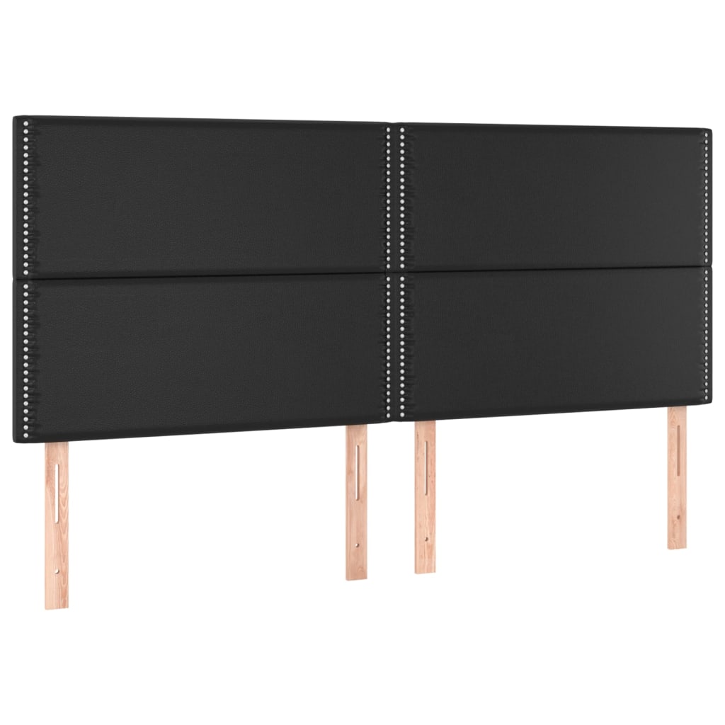 sengegavl med LED-lys 180x5x118/128 cm kunstlæder sort